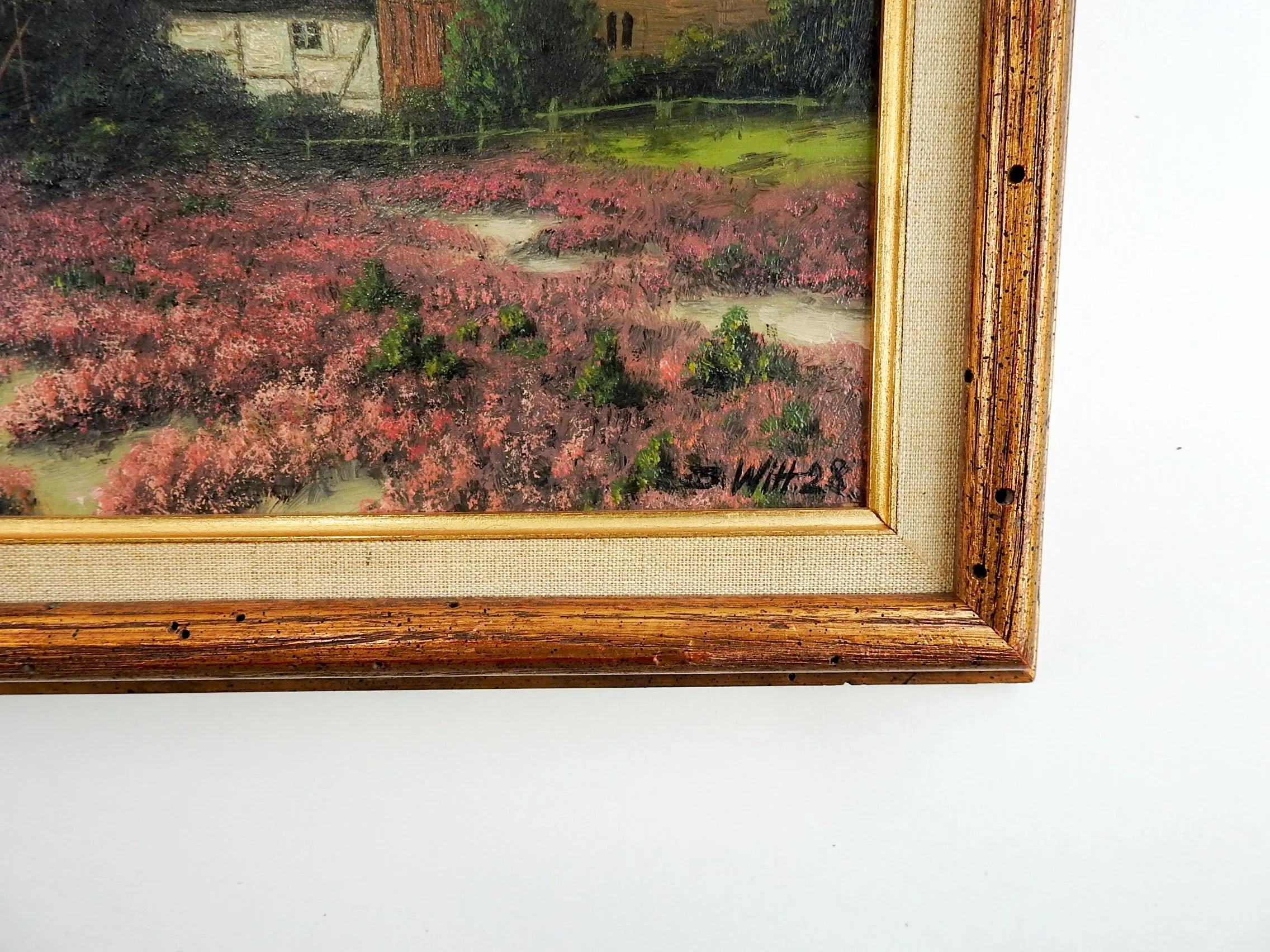 1928 Seaside Cottage Sunset Painting