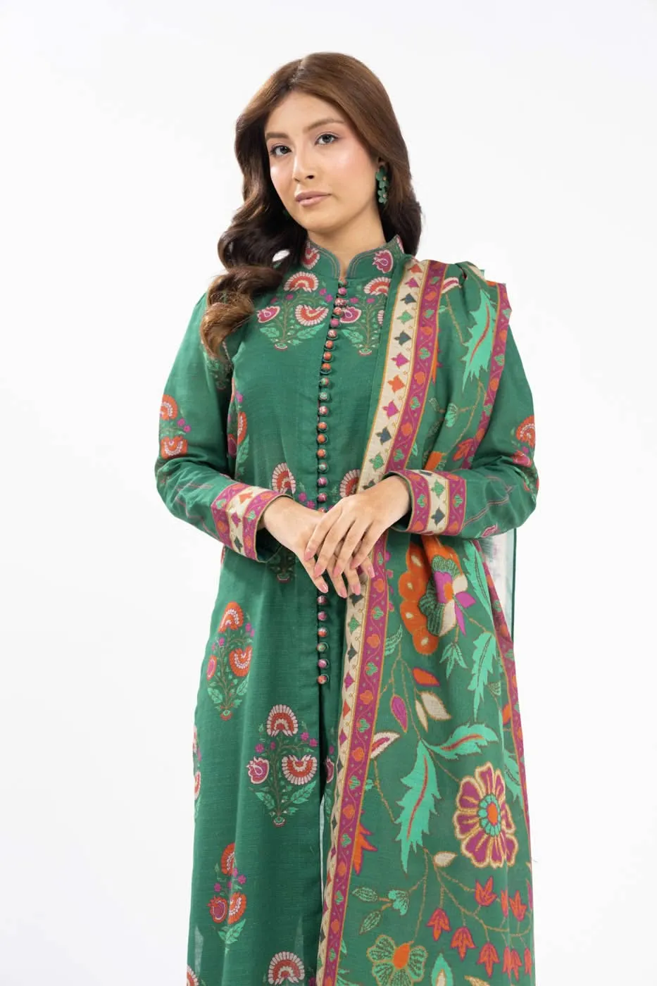 2 Piece Printed Khaddar Suit With Khaddar Dupatta