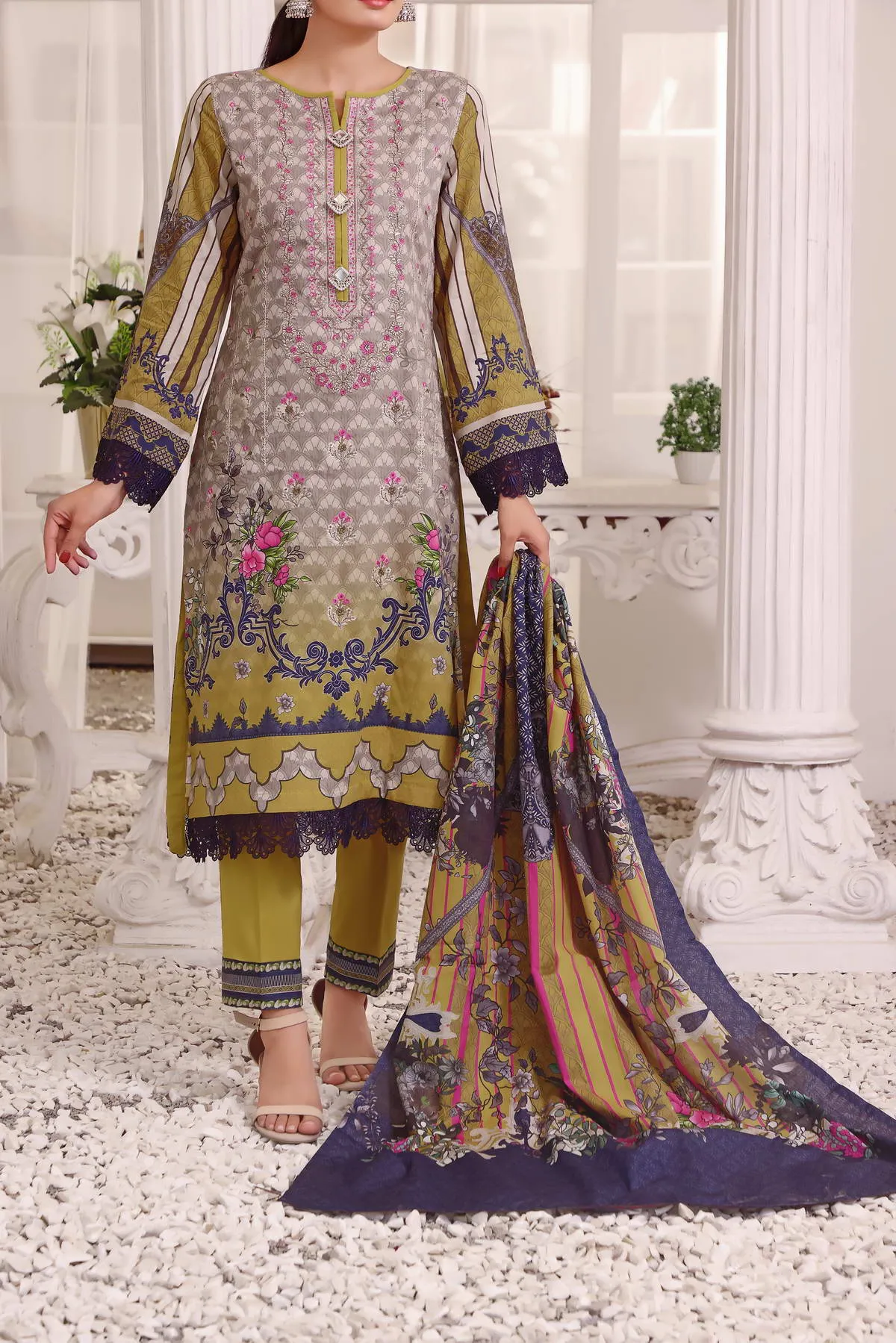 Aiza By VS Textile Embroidered Lawn Unstitched 3 Piece Suit - 04