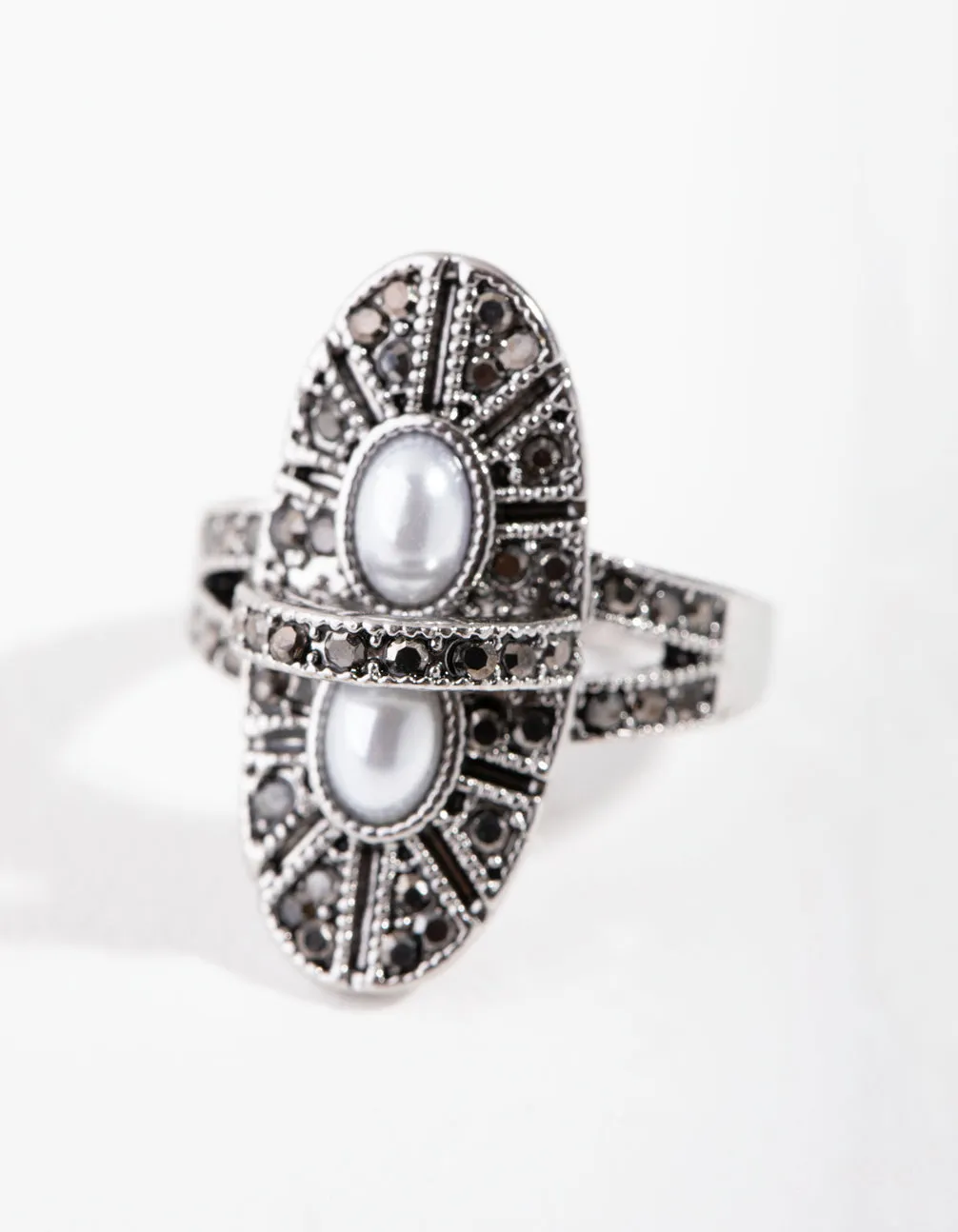 Antique Silver Pearly Dome Ring