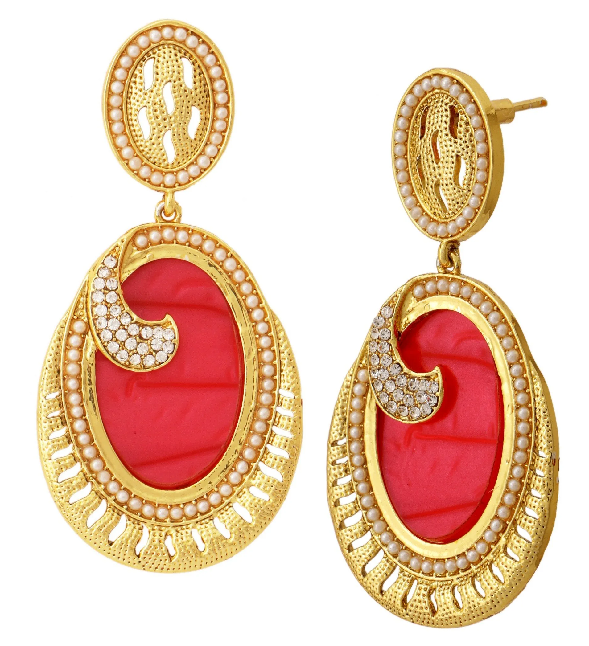 Antique Traditional Gold Ethnic Kundan Polki Chand Bali Earring