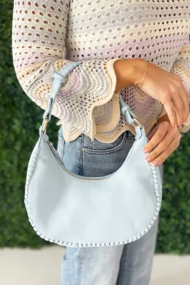 Aria Whipstitch Crescent Shoulder Bag