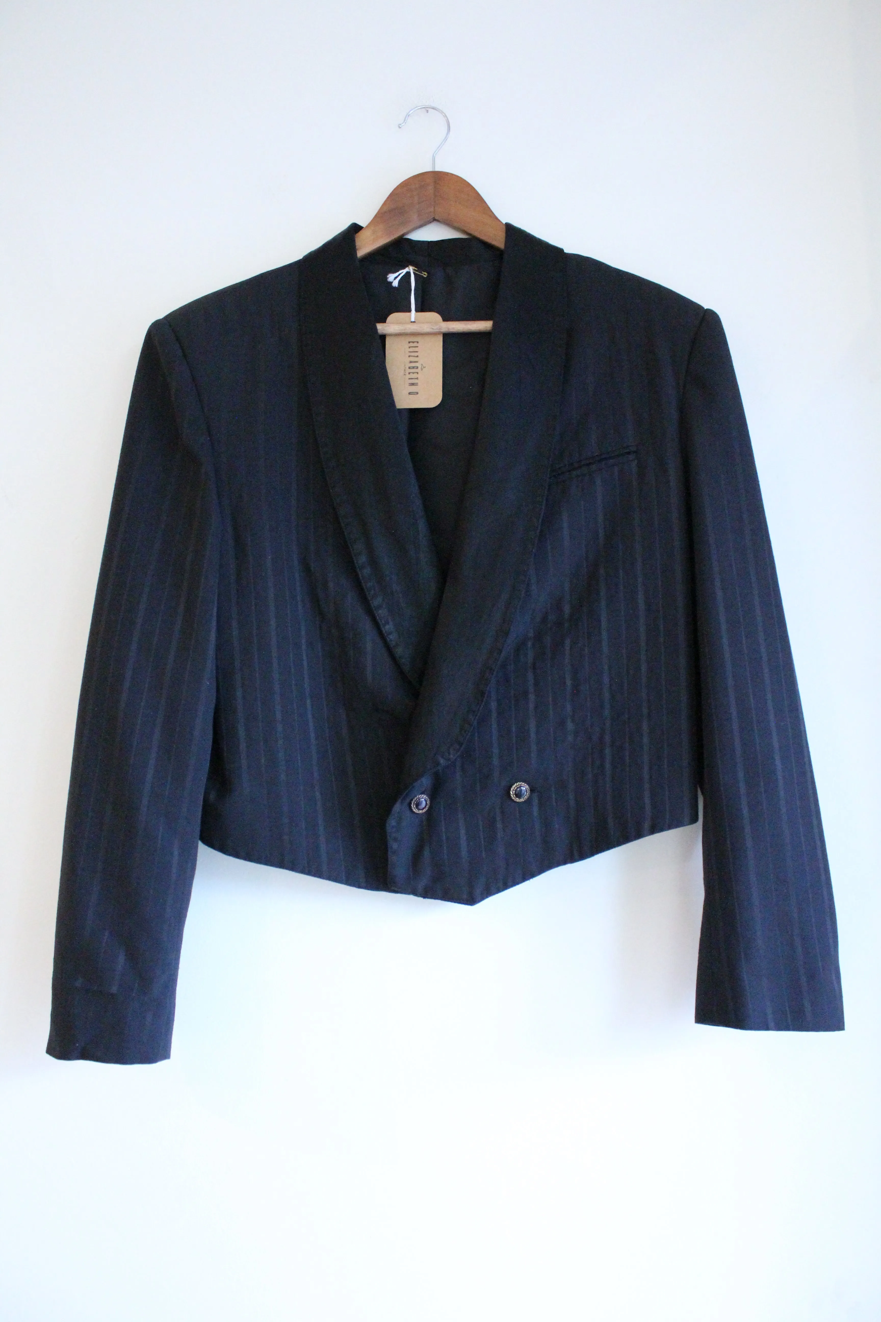 Black Cropped Vintage Tuxedo Blazer