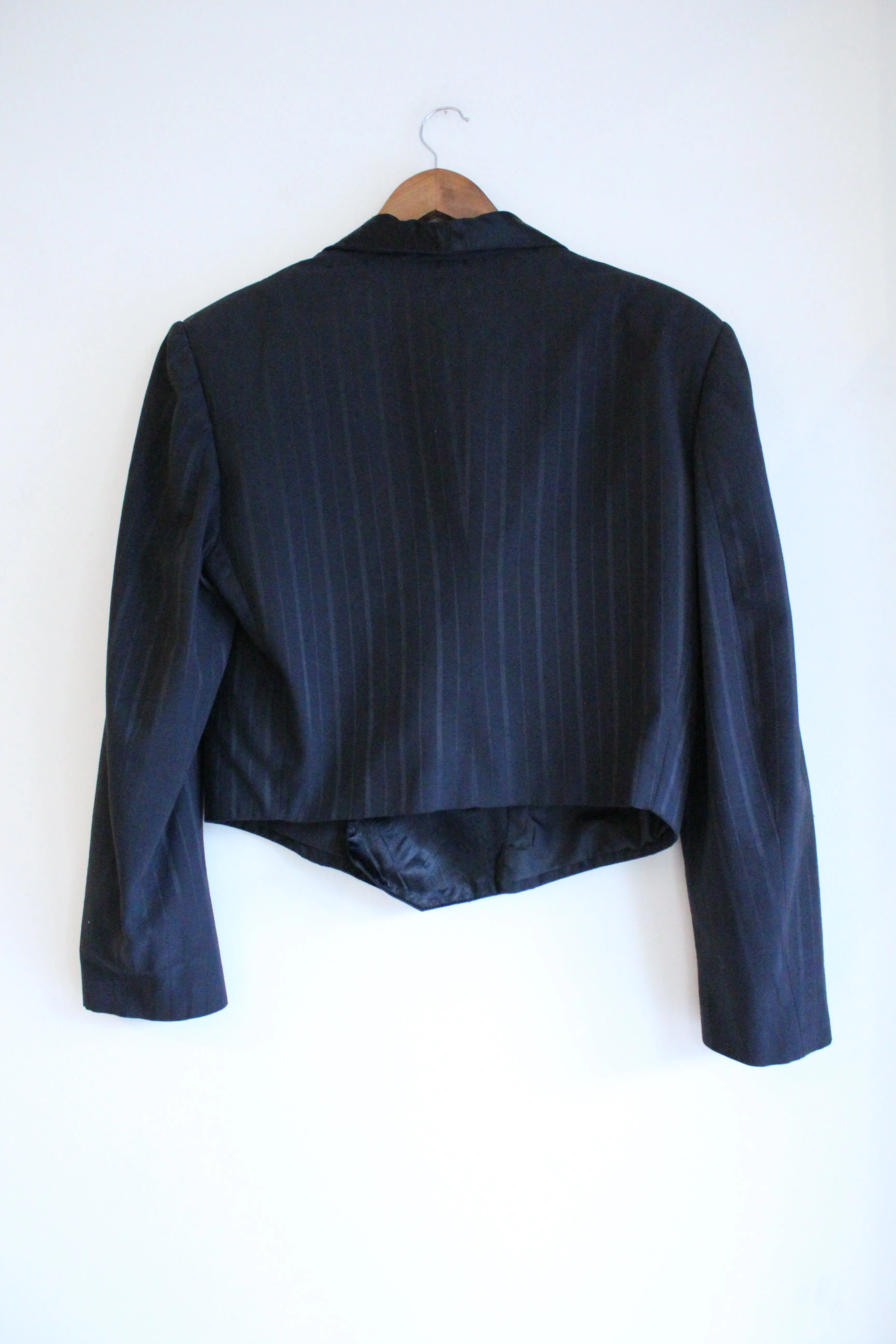 Black Cropped Vintage Tuxedo Blazer