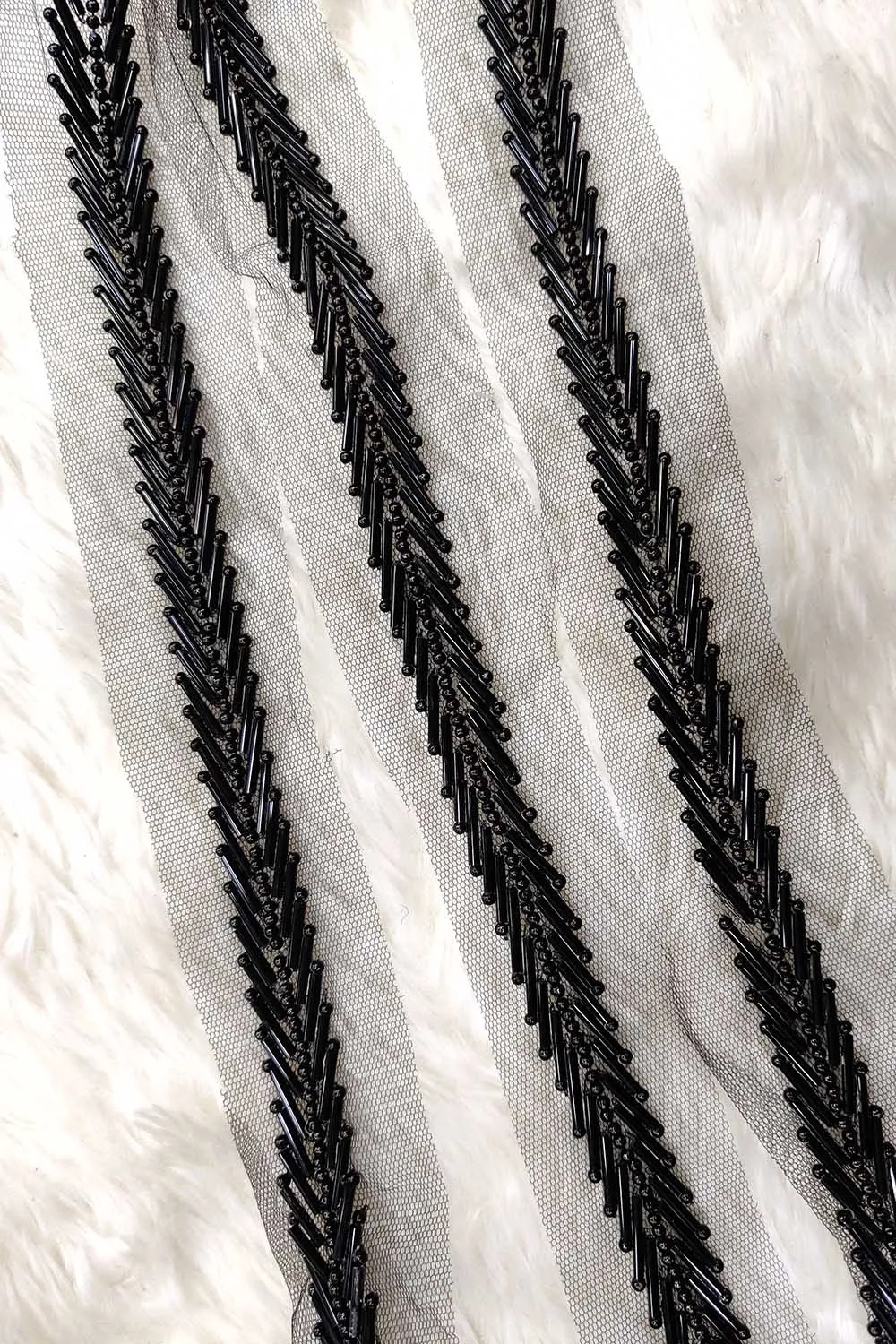 Black Embellished Handwork Lace