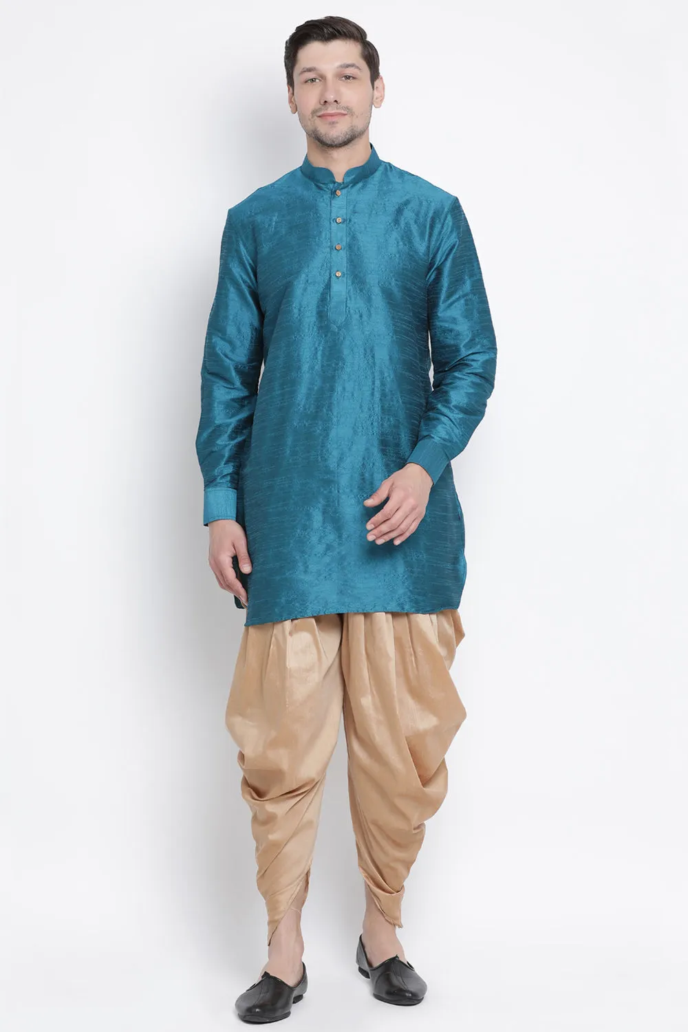 Blue Faux Silk Kurta