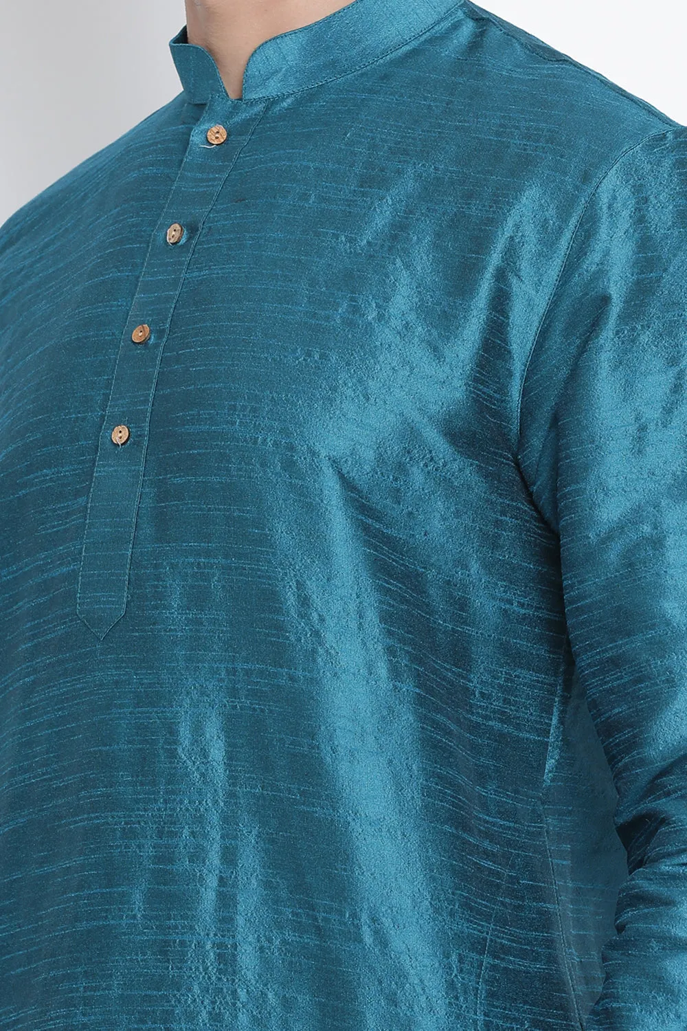 Blue Faux Silk Kurta