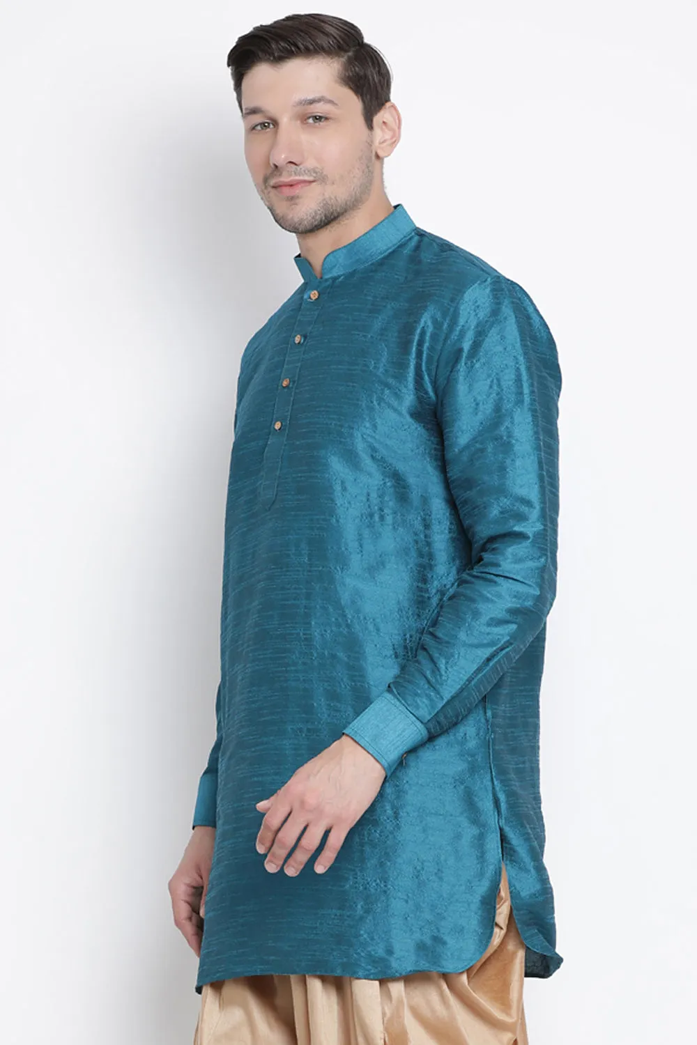Blue Faux Silk Kurta