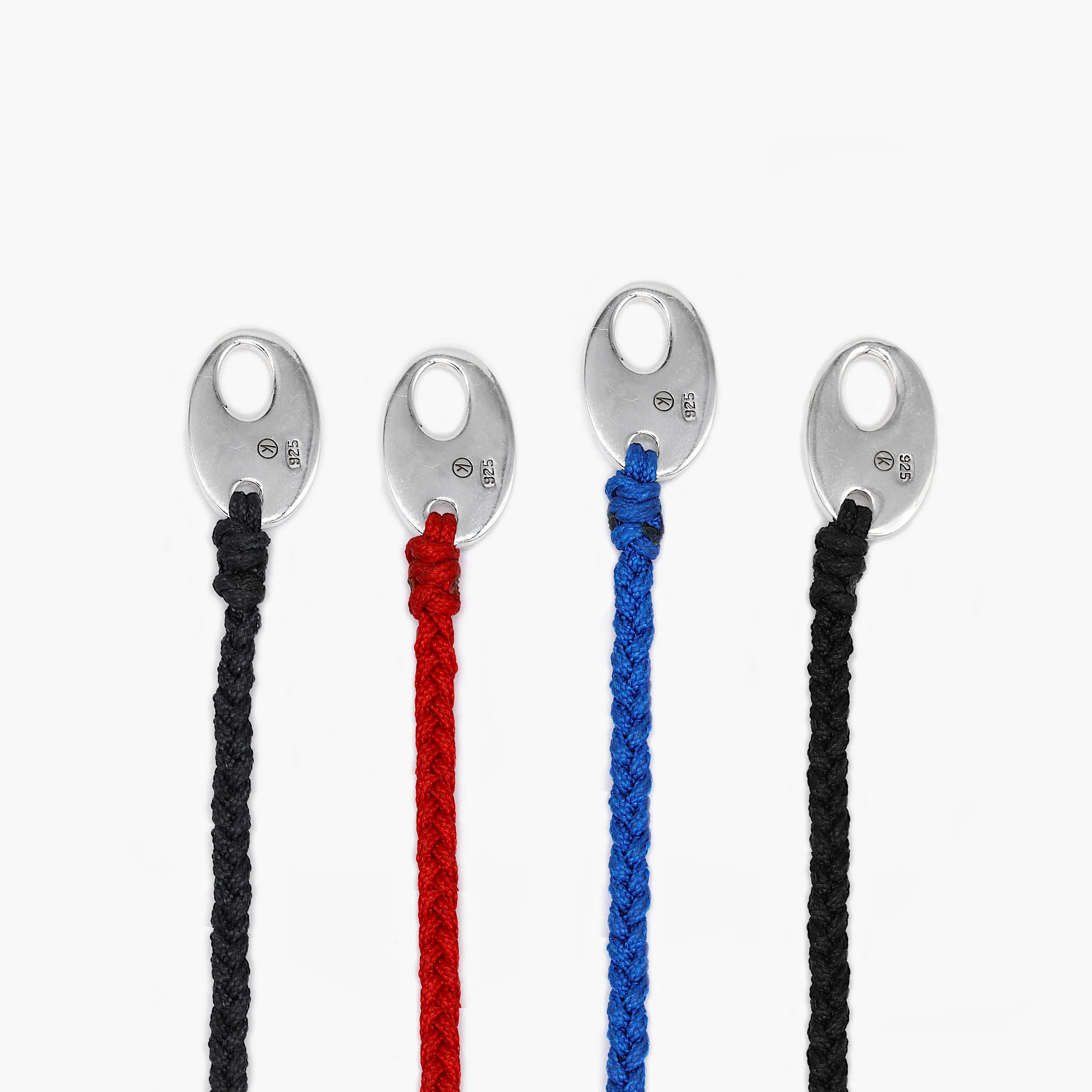 Braided Bracelet With Sterling Silver Button (Dark Blue)