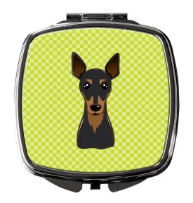 Checkerboard Lime Green Min Pin Compact Mirror BB1302SCM by Caroline's Treasures