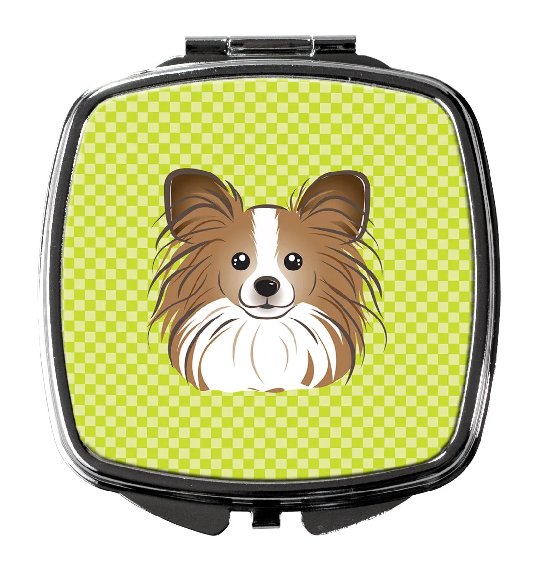 Checkerboard Lime Green Papillon Compact Mirror BB1310SCM by Caroline's Treasures