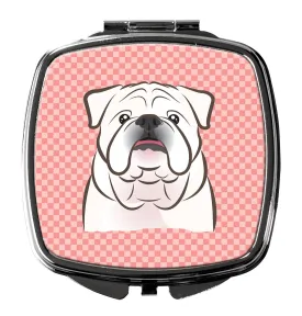 Checkerboard Pink White English Bulldog  Compact Mirror BB1220SCM by Caroline's Treasures