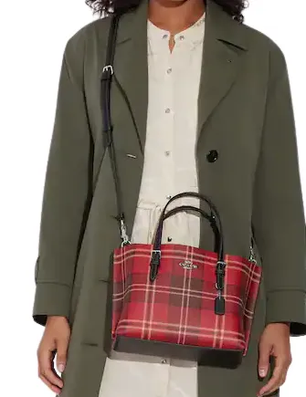 Coach Mollie Tote 25 With Tartan Plaid Print