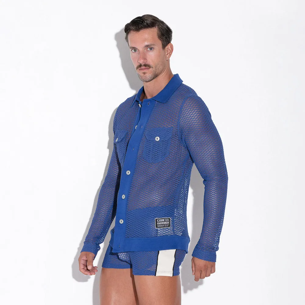 Code 22 Openwork 9739 mesh shirt blue