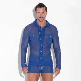 Code 22 Openwork 9739 mesh shirt blue