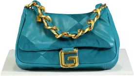 GAëLLE Paris Teal Patchwork Chain Shoulder Bag