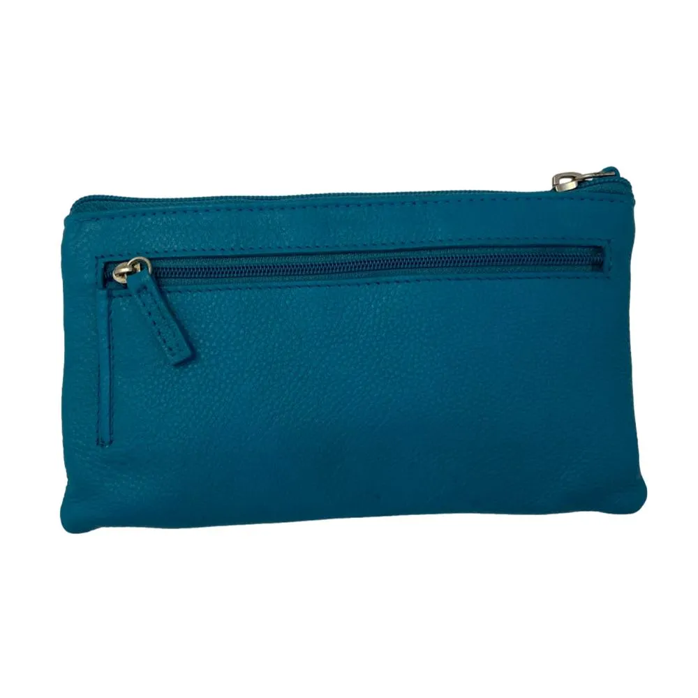 Genuine Cowhide Leather Clutch Wallet Zipper Purse