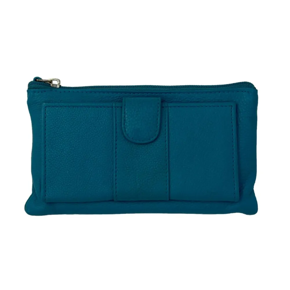 Genuine Cowhide Leather Clutch Wallet Zipper Purse
