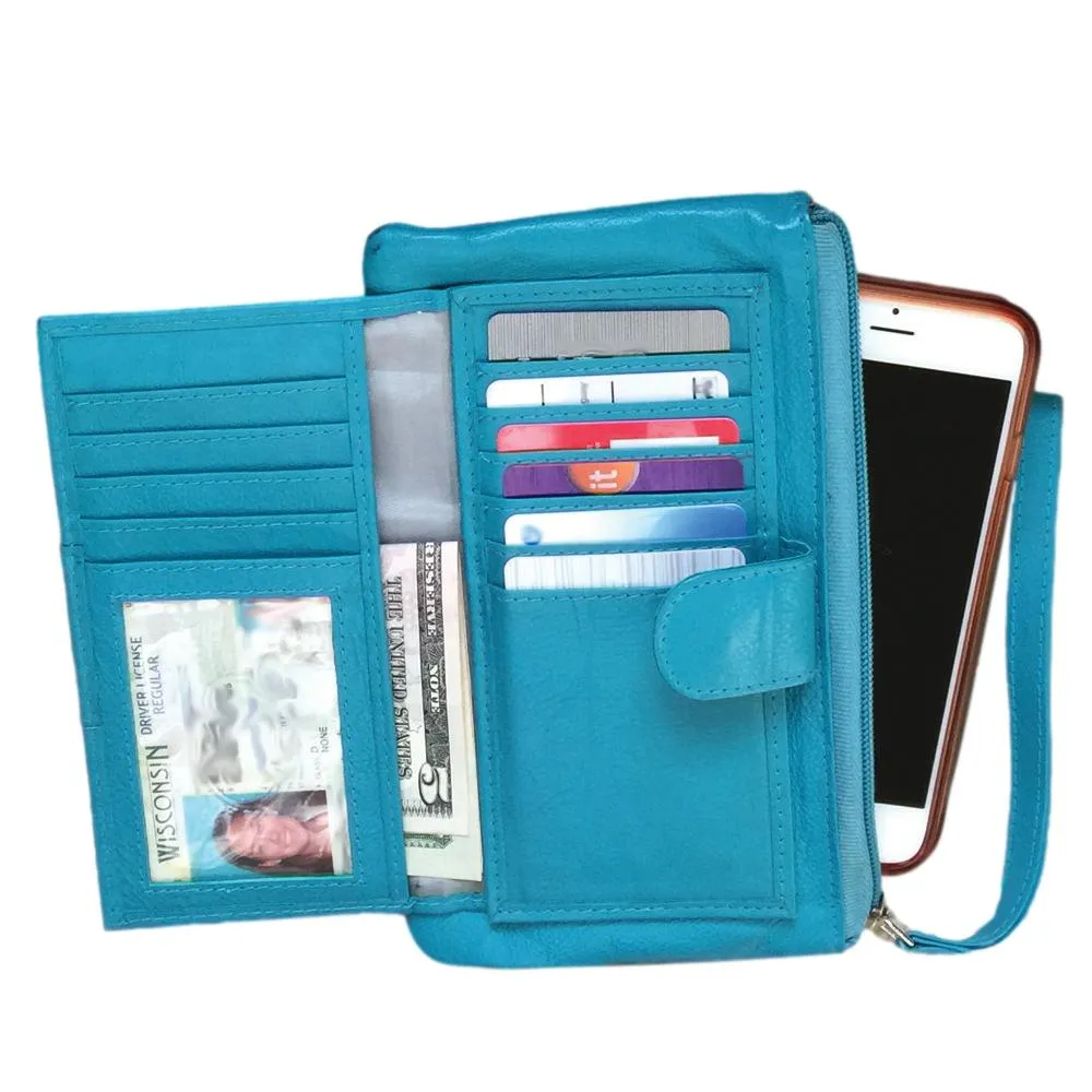 Genuine Cowhide Leather Clutch Wallet Zipper Purse