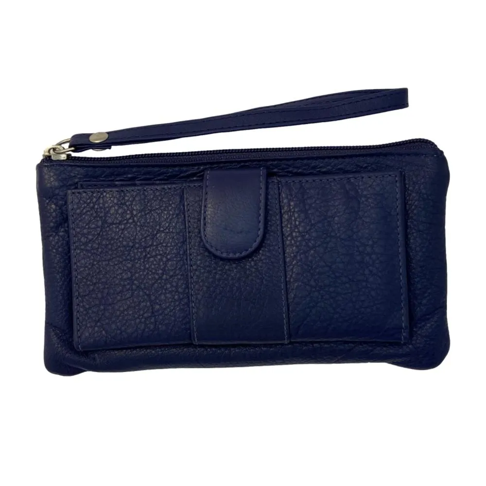 Genuine Cowhide Leather Clutch Wallet Zipper Purse