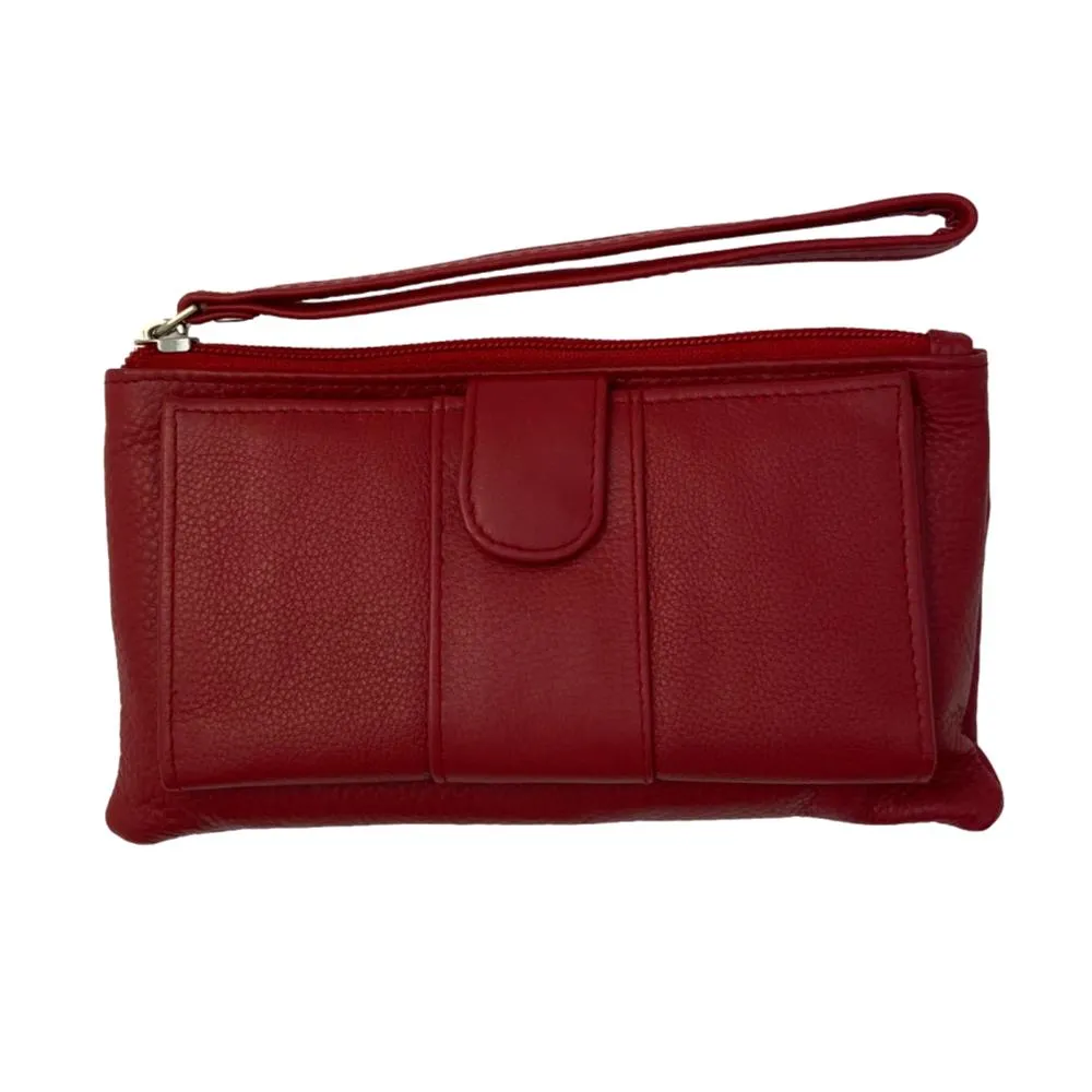 Genuine Cowhide Leather Clutch Wallet Zipper Purse