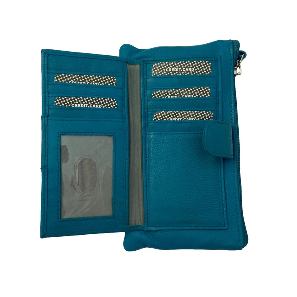 Genuine Cowhide Leather Clutch Wallet Zipper Purse