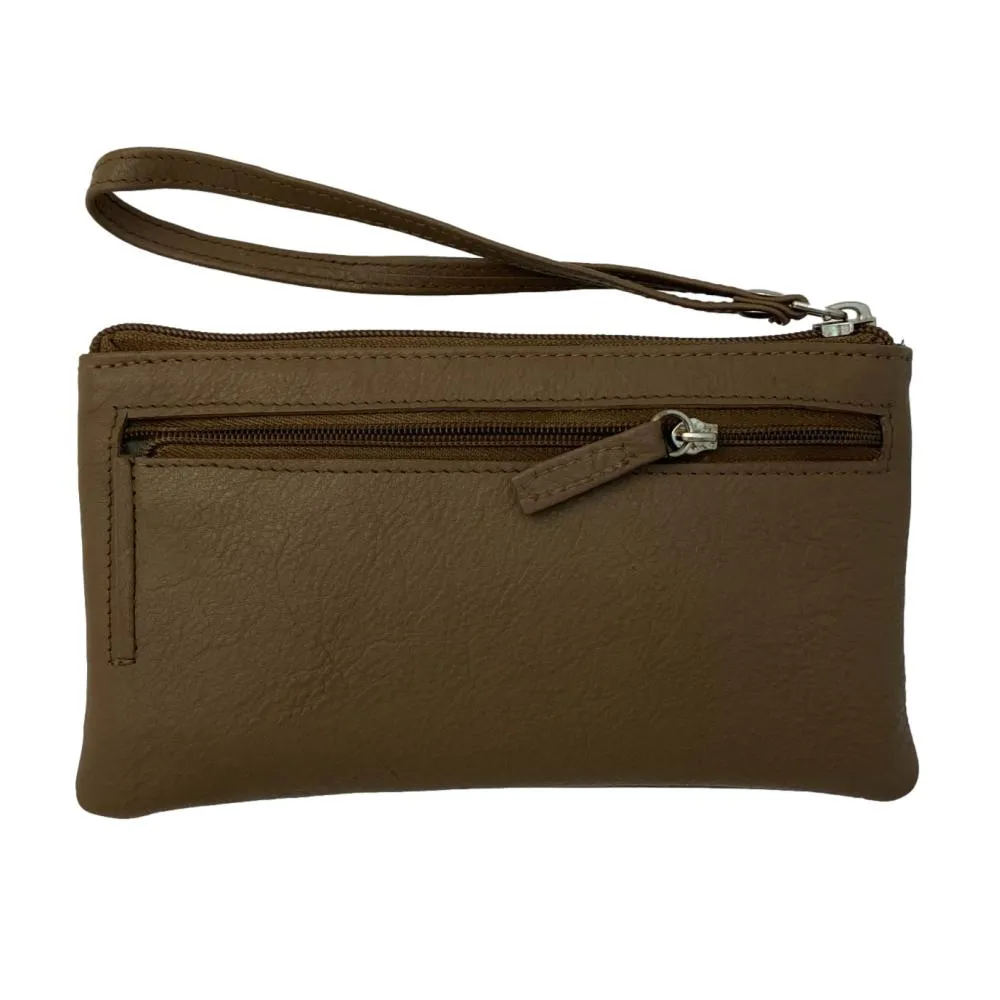 Genuine Cowhide Leather Clutch Wallet Zipper Purse
