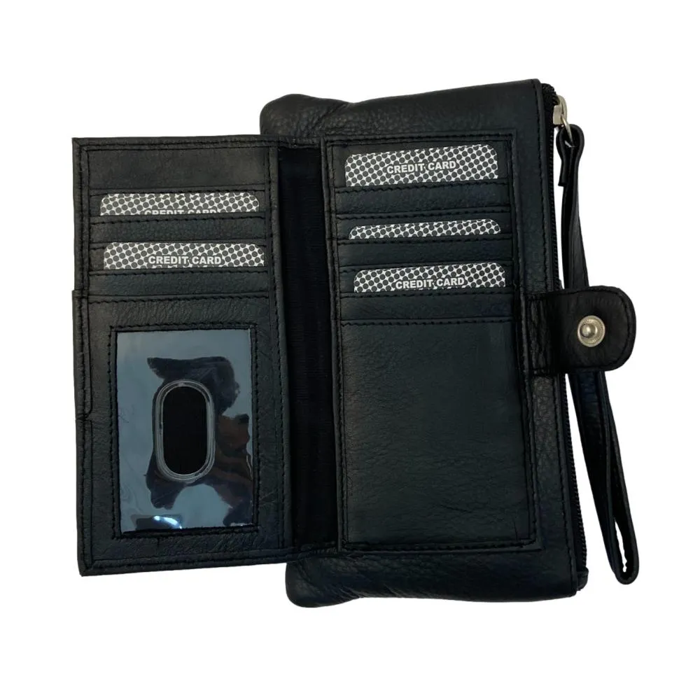 Genuine Cowhide Leather Clutch Wallet Zipper Purse