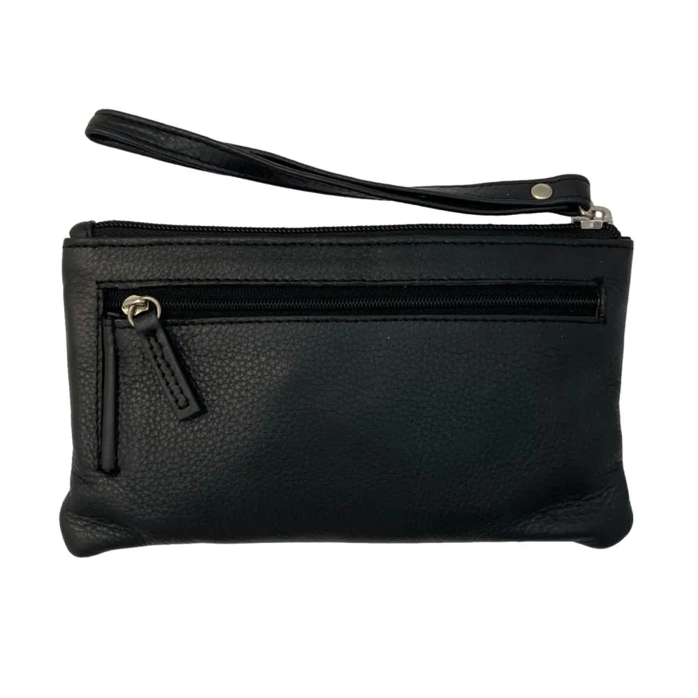 Genuine Cowhide Leather Clutch Wallet Zipper Purse