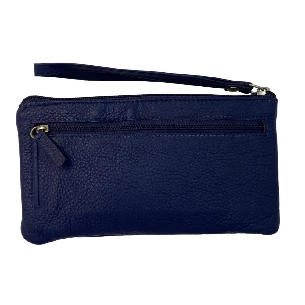 Genuine Cowhide Leather Clutch Wallet Zipper Purse