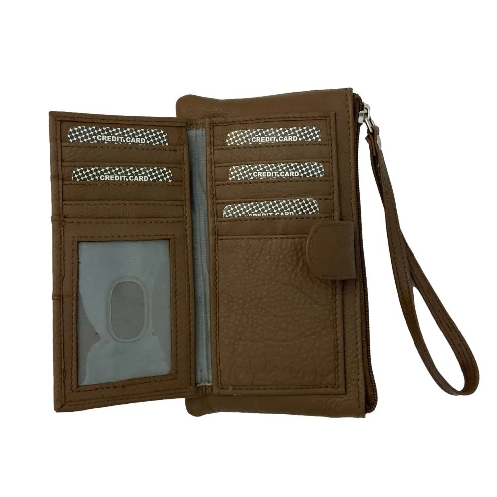 Genuine Cowhide Leather Clutch Wallet Zipper Purse