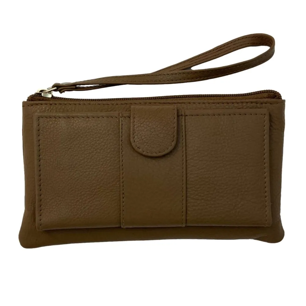 Genuine Cowhide Leather Clutch Wallet Zipper Purse