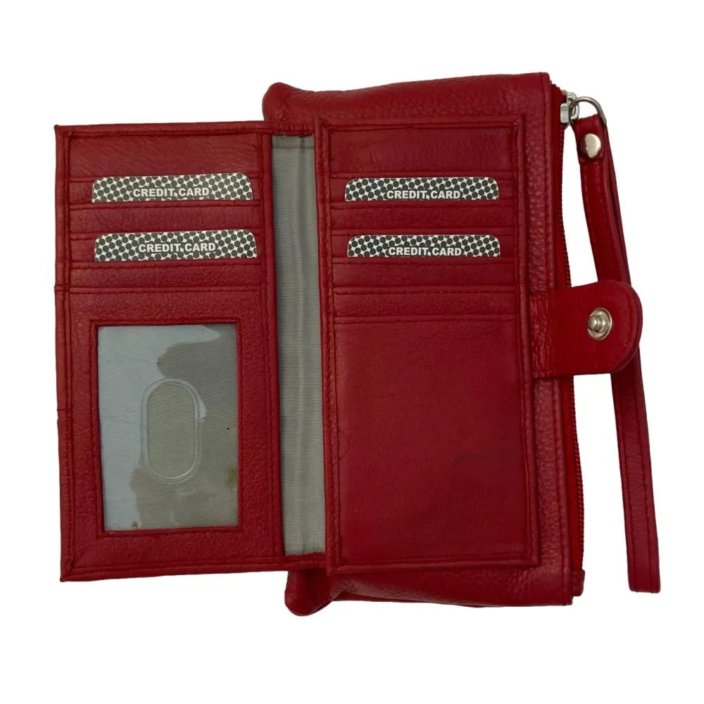 Genuine Cowhide Leather Clutch Wallet Zipper Purse