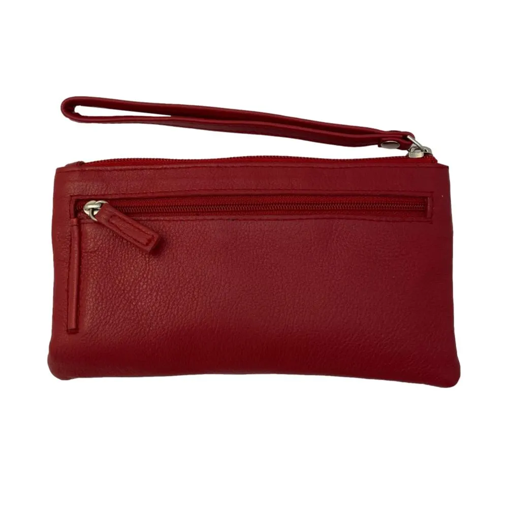Genuine Cowhide Leather Clutch Wallet Zipper Purse