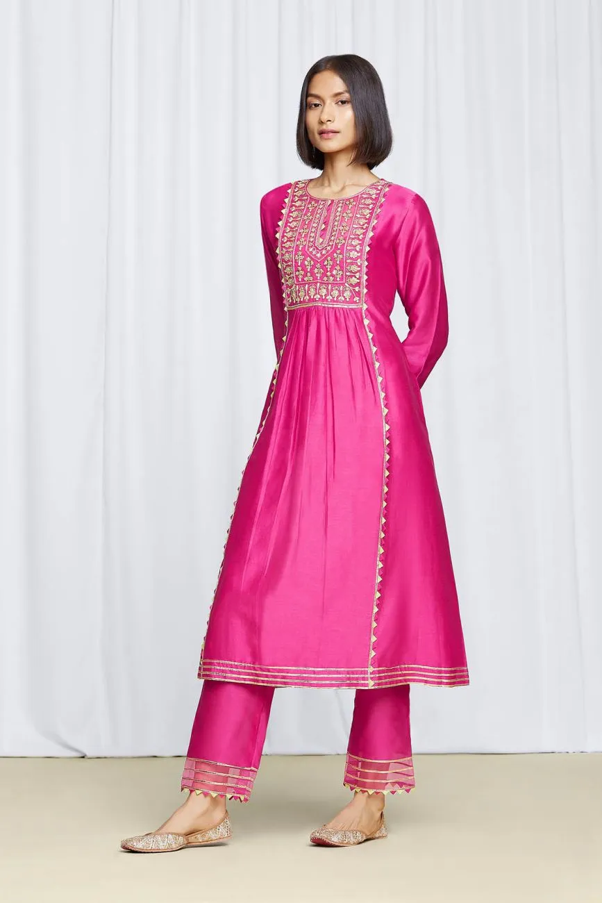 Hot Pink Floral Kurta Set