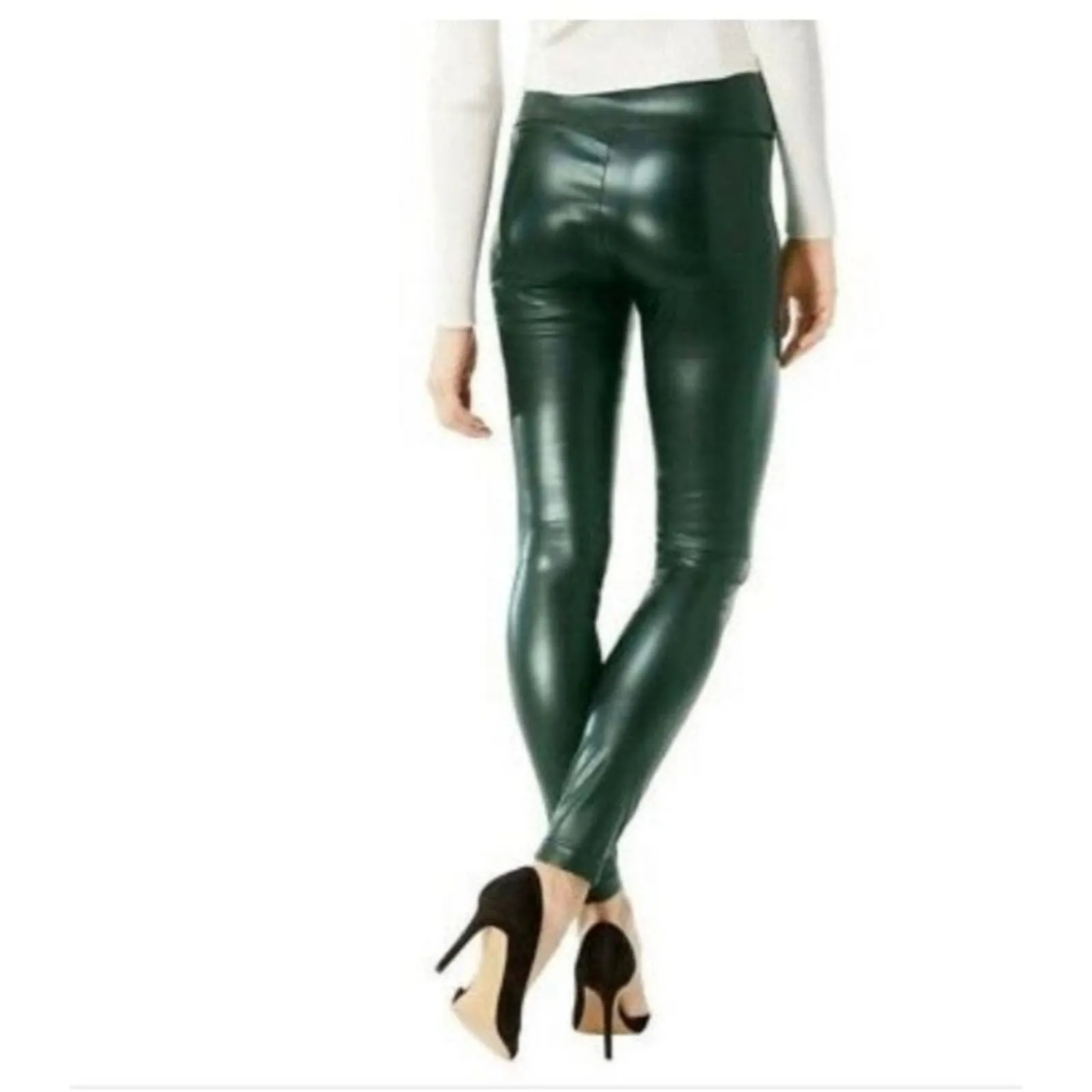 INC International Concepts Faux-Leather Leggings in Hunter Forest
