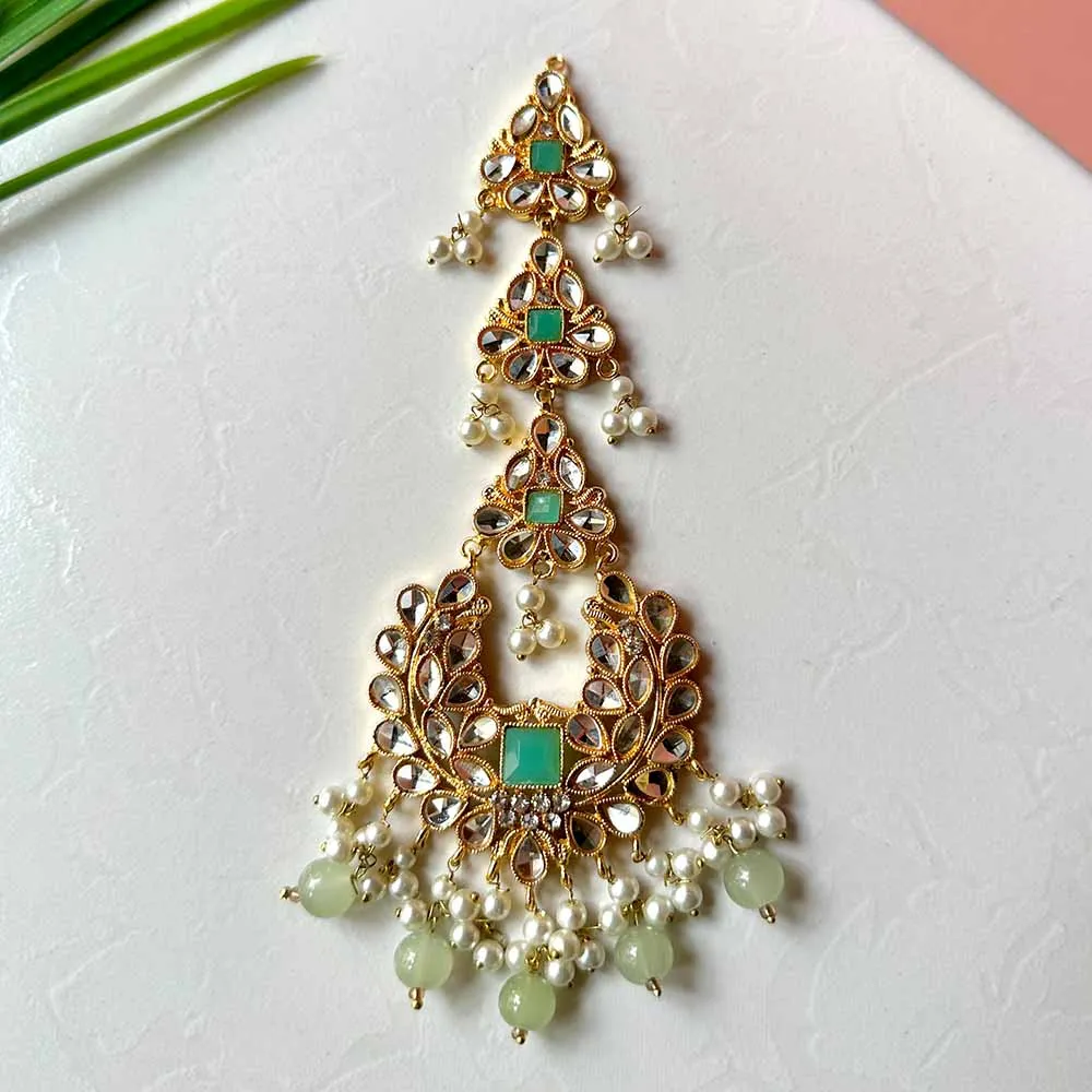 Ishaal Earring/Teeka Set (Light Green)