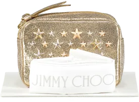 Jimmy Choo Metallic Leather Gold Star Embellished Pouch Clutch bag