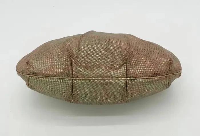 Judith Leiber Pink and Green Metallic Lizard Clutch