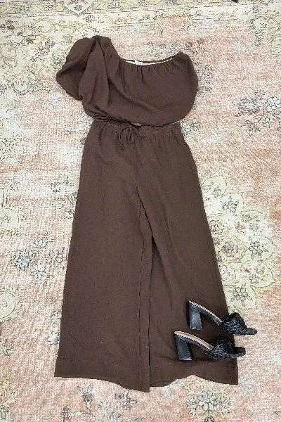 Lina Chocolate One Shoulder Top