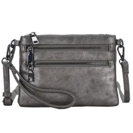 Mechaly Women's Tilly Pewter Vegan Leather Clutch Handbag
