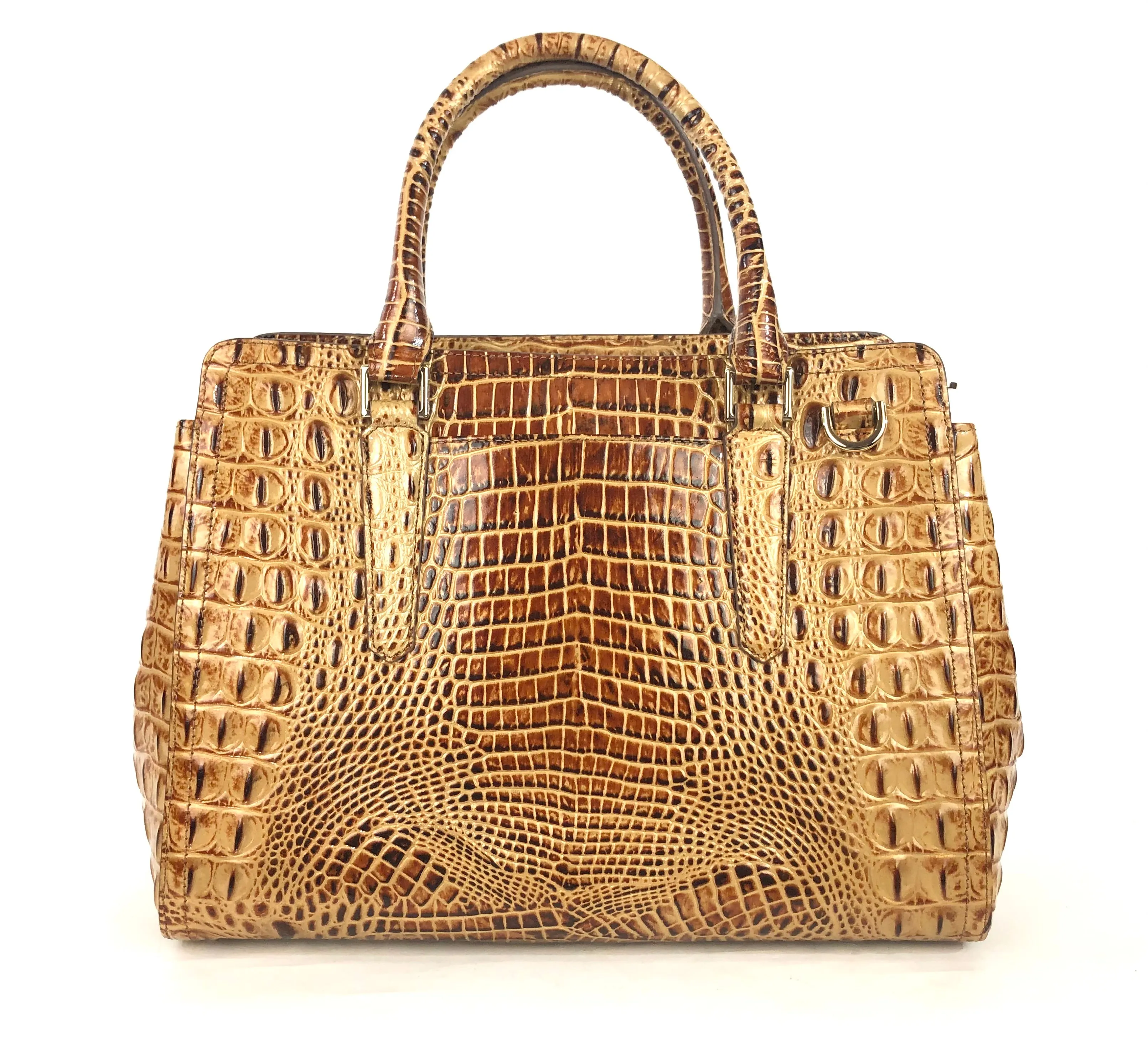 Melbourne Collection Small Finley Faux Croc Leather Satchel Bag