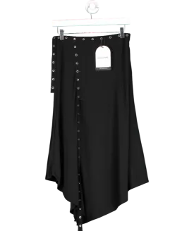 Mistress Rocks Black Eyelet Trim Midi Skirt UK M