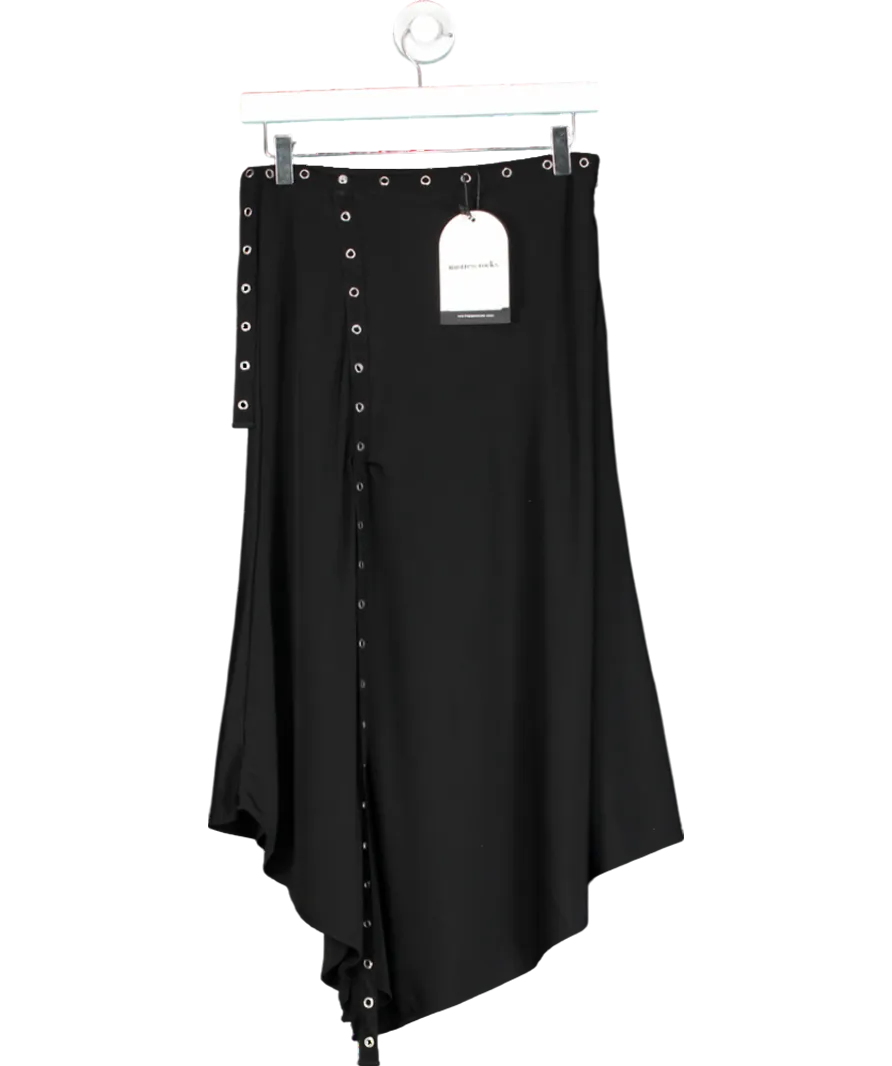 Mistress Rocks Black Eyelet Trim Midi Skirt UK M
