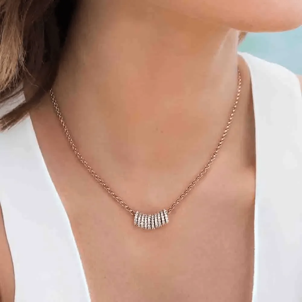 Necklace with Sliding Rings - Pink Silver