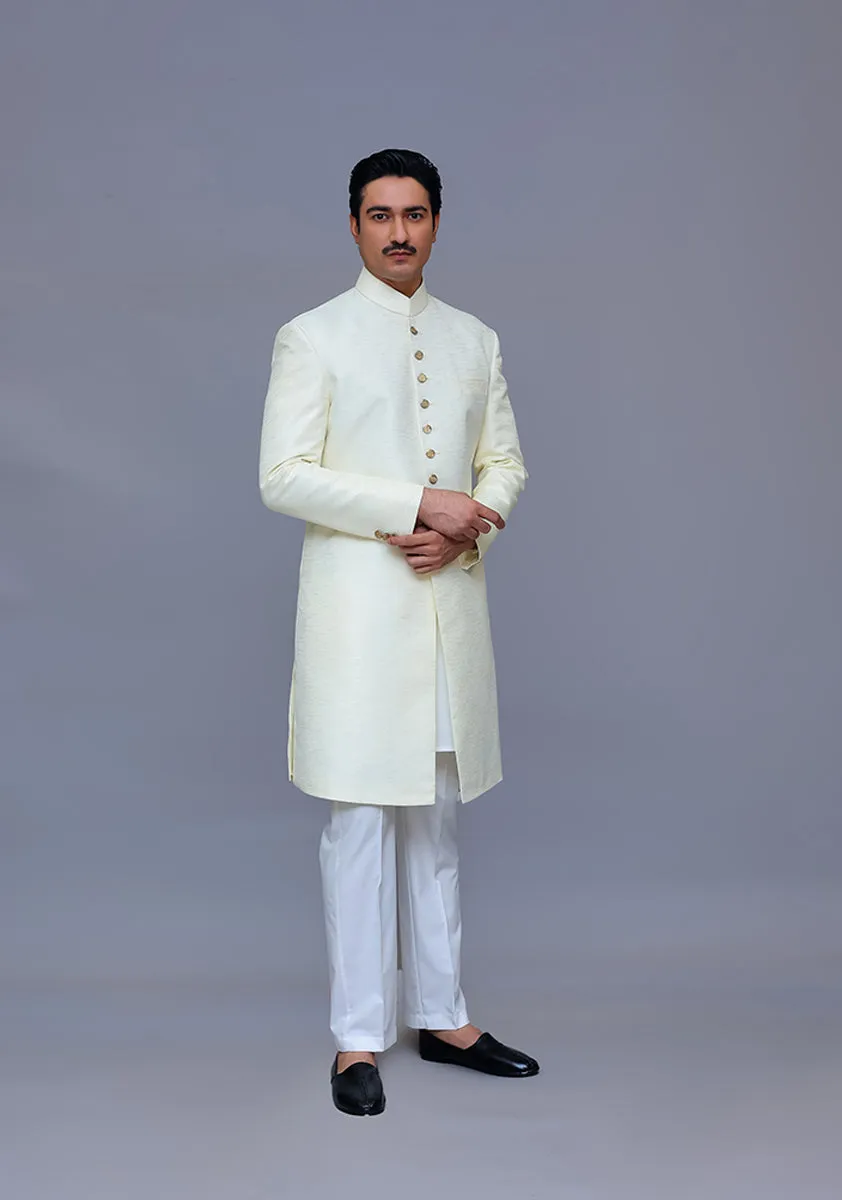 Premium Kambal Jamawar Cream Traditional Sherwani