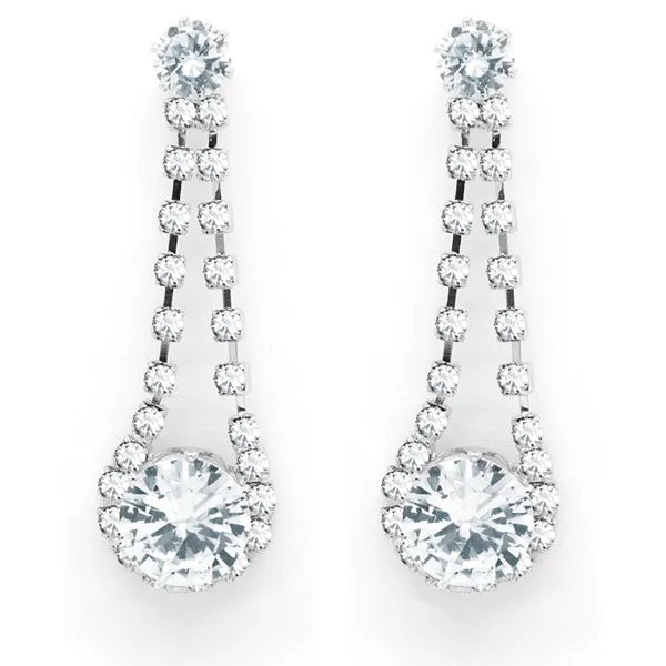 Silver Tone Hanging Evening Earrings