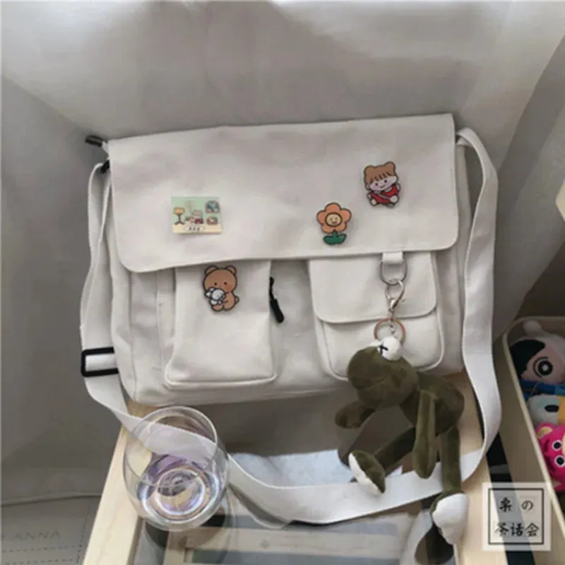 Uniwim Women Simple Messenger Bag Casual Satchel Ladies Handbags Shoulder Bag Pouch Girls Sweet Printed Canvas Cross School Bags Purses