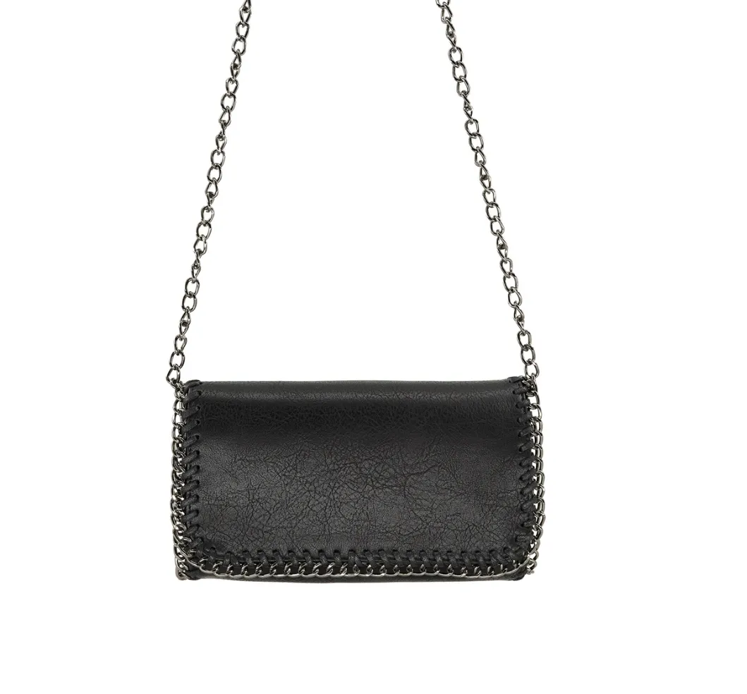 Vegan Leather Clutch With Detachable Chain