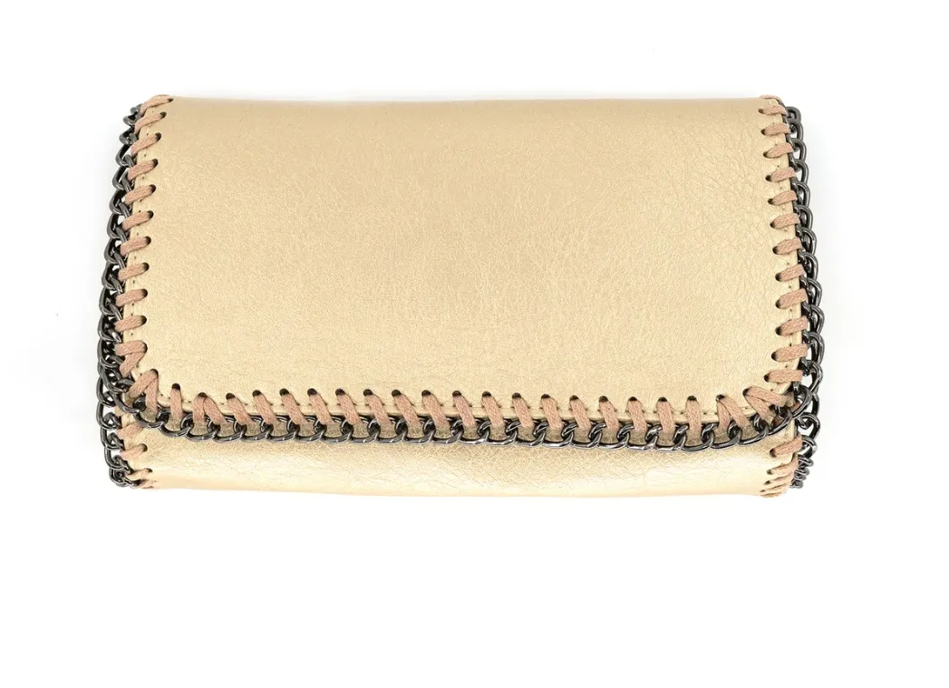 Vegan Leather Clutch With Detachable Chain